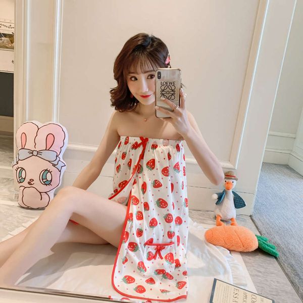 

bathrobe beauty salon printing bathrobe sweat steaming clothing korean version can wear bath towel dress bra skirt nightdress pajamas