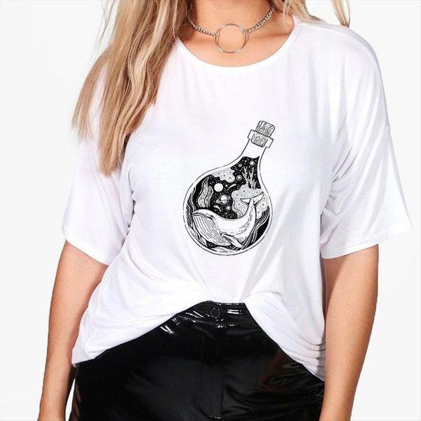 

fantasy medicine bottle printed womens oversized art girls can do anything arrivals summer harajuku top, White
