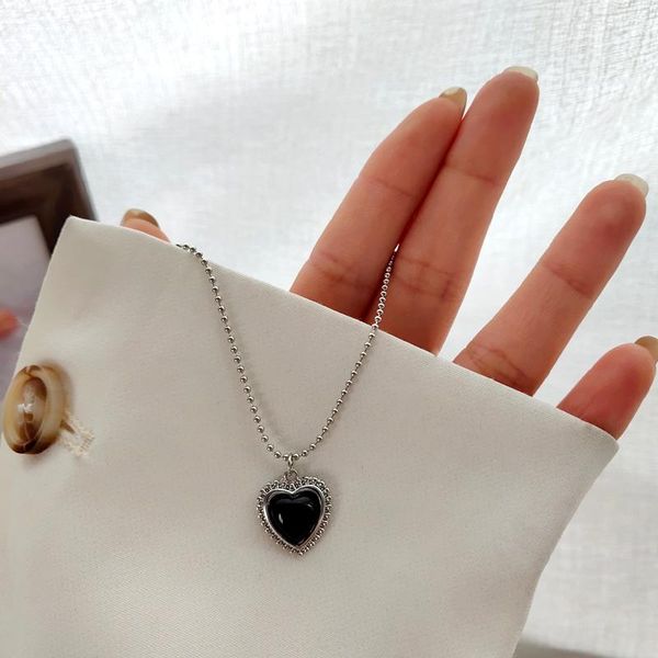 

chains modern jewelry heart pendant necklace 2021 design vintage temperament chain for women gifts, Silver