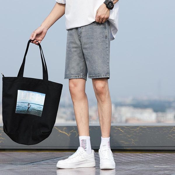 

baggy trousers overalls for men boy denim cargo pants shorts jeans boys men's, Blue