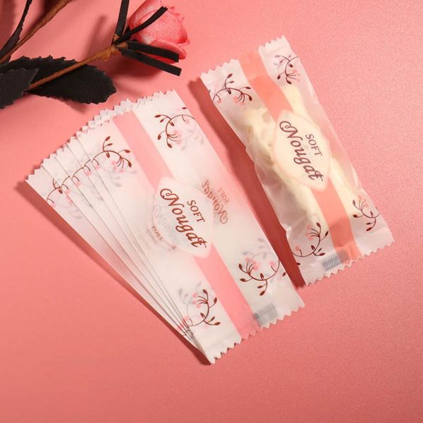 

gift wrap 100pcs/lot nougat wrapping handmade bakery candy bag pink lines soft wedding party diy sugar bonbon bags