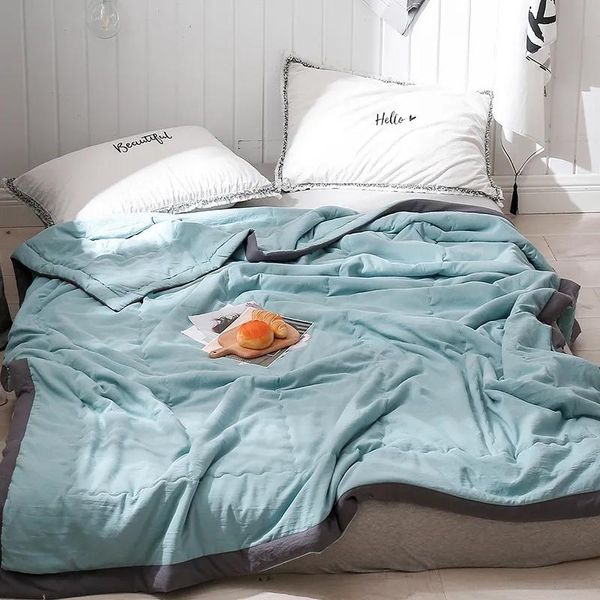 

comforters & sets summer air conditioning quilt stitching throws blanket washable cotton twin queen size thin print filler cobertores de cam