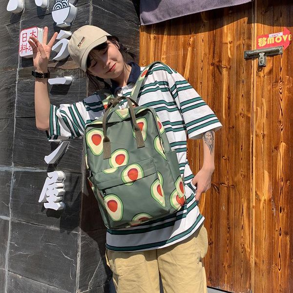 

backpack small fresh canvas printed art student hand bag female