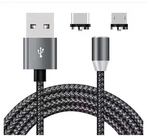 Cabos adaptadores magnéticos 3 em 1 de alta qualidade linha de carregador de nylon cabo de carregamento rápido tipo C cabo micro USB para telefone celular Samsung Huawei Xiaomi