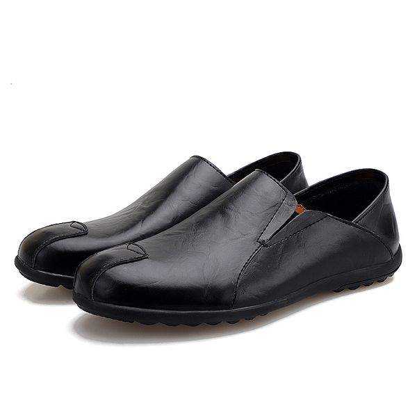 

dress shoes genuine leather men casual brand summer s loafers moccasins breathable slip on black driving plus size 37-47 nfer