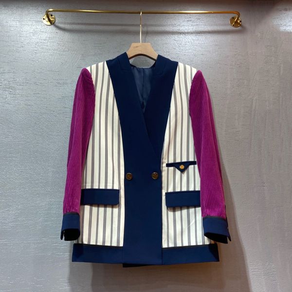 

women's suits & blazers [ewq] streetwear chic patchwork blazer women autumn spring overcoat loose double breasted long sleeve suit jack, White;black