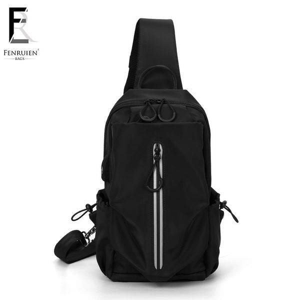 

waist bags frn multifunction crossbody men usb charging chest pack short trip messengers bag water repellent shoulder male
