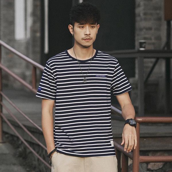 

men's t-shirts japanese stripe short sleeve sea soul bottom tees fashion t-shirt summer cotton one piece, White;black
