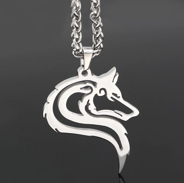 

pendant necklaces men 316l stainless steel norse viking oidn's wolf head celt amulet necklace, Silver
