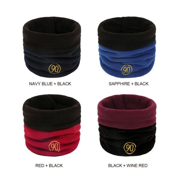 

autumn winter scarf neck warmer fleece knitted thick plus velvet scarves outdoor sports hiking cycling cap cover caps & masks, Black