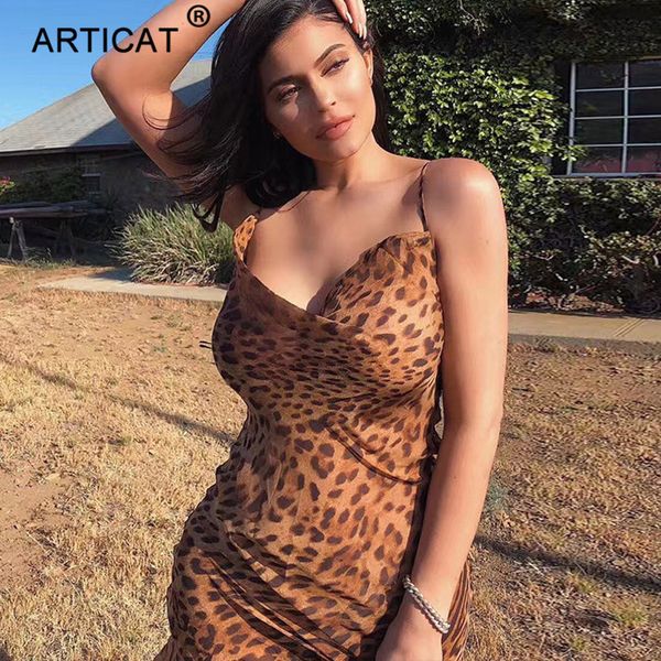 

articat v neck leopard party dress women spaghetti strap backless slim maxi dress summer chiffon long beach dress vestidos, Black;gray