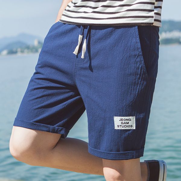 

summer cotton shorts men's beach pants men's trendy brand loose casual simple label men's shorts, White;black