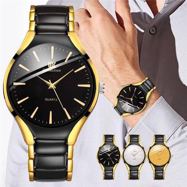 

wristwatches fashion men black stainless steel band watch simple luxury male clock analog quartz business watches, Slivery;brown