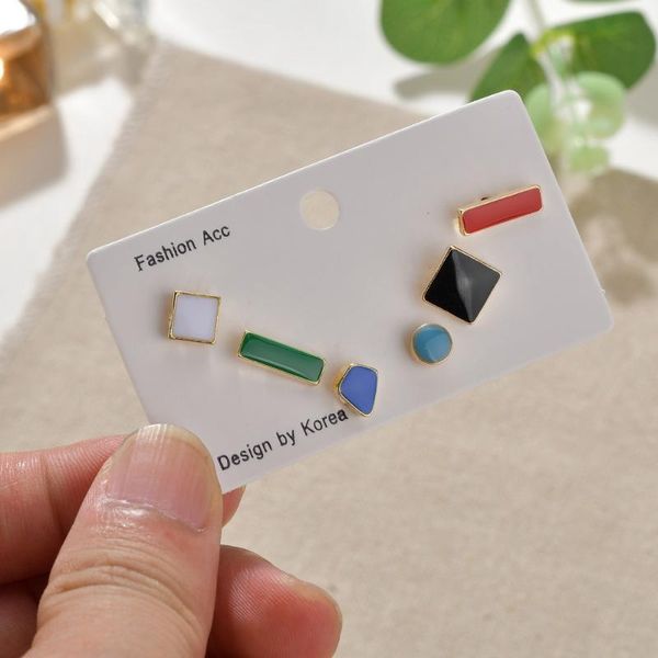 

stud earrings for women 2021 fashion vintage minimalist style multicolour 6 pcs set cute jewelry, Golden;silver