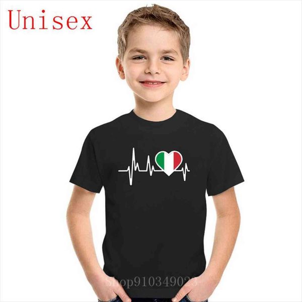 

italy heartbeat flag children t shirt clothes kids crewneck cotton tees summer boy girls, Blue