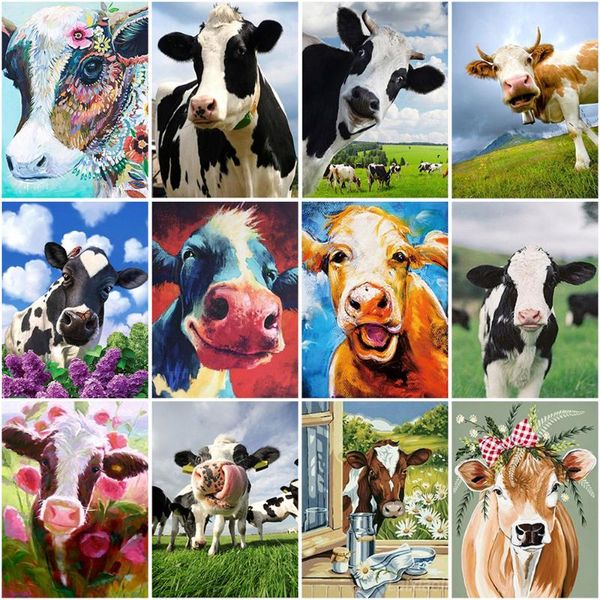 

diamond painting diy 5d full round rhinestones cow cross stitch farm animal mosaic embroidery wall art home decor