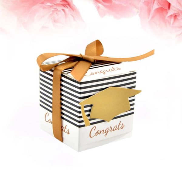 

gift wrap 20pcs graduation season candy boxes paper trencher cap pattern sugar containers style with cards ribbon