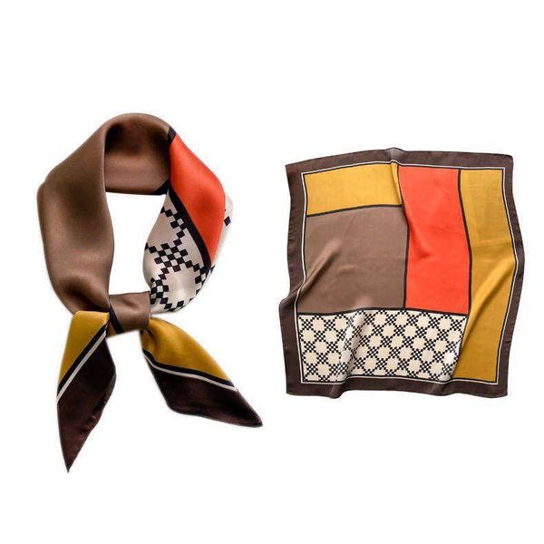 

scarves spring silk scarf small square female imitation decoration bag turban korean professional, Blue;gray