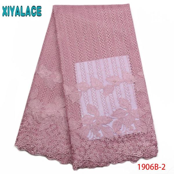 

ribbon nigerian lace fabric 2021 embroidery african pink fabrics with stones beads ks1906b, Pink;blue