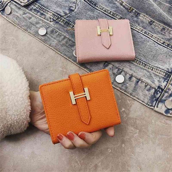 

purse online new women's wallet short thin buckle small, Red;black