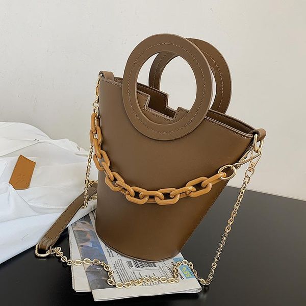 

evening bags luxury designer thick chain female small brand bucket for women ladies handbags shoulder 2021 winter leather crossbody