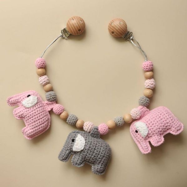 

stroller parts & accessories q1fe pacifier chain rattle pram clip baby pendant teether crochet beads elephant infants nursing chewing toys
