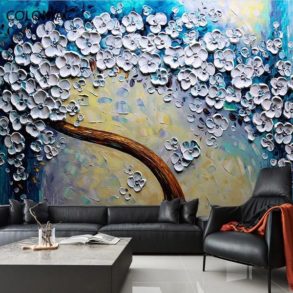 

wallpapers colomac custom 3d oil painting personality wallpaper embossed fortune tree core background mural decorative paper drop shopping