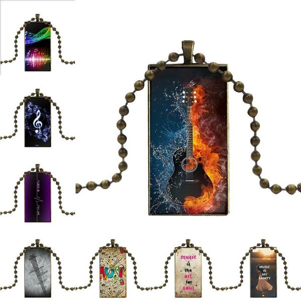 

for women kids fashion glass cabochon pendant rectangle necklace choker jewelry music is my life wild dreamcatcher necklaces, Silver