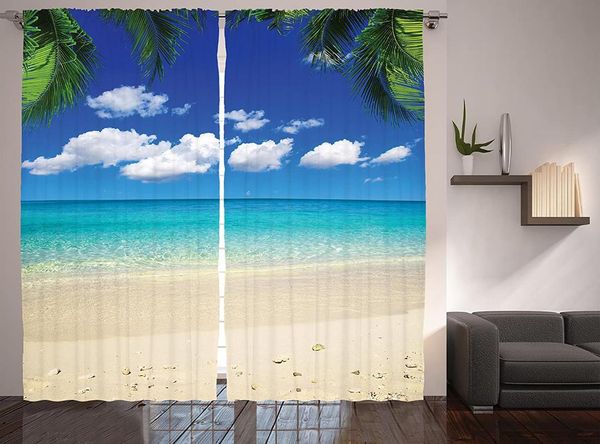 

curtain & drapes travel curtains sunny island view vacation clear sky scenic summer seashore picture living room bedroom window