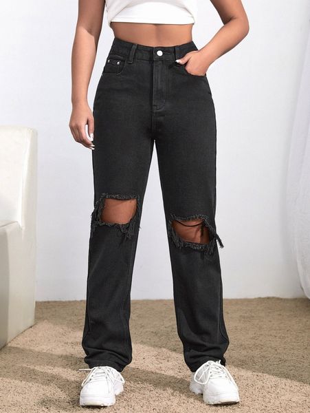 

high waisted ripped jeans k4vu#, Blue