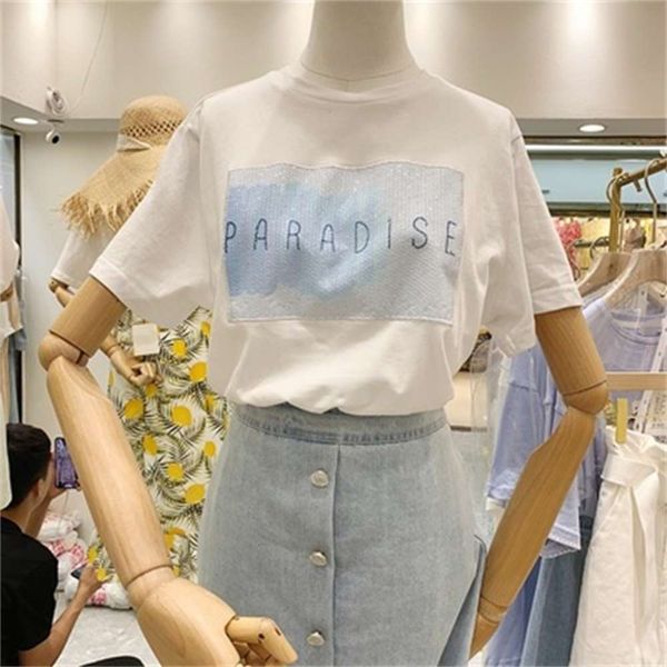 

women's t-shirt short summer korean fashion student harajuku loose casual half sleeve kuyn, White
