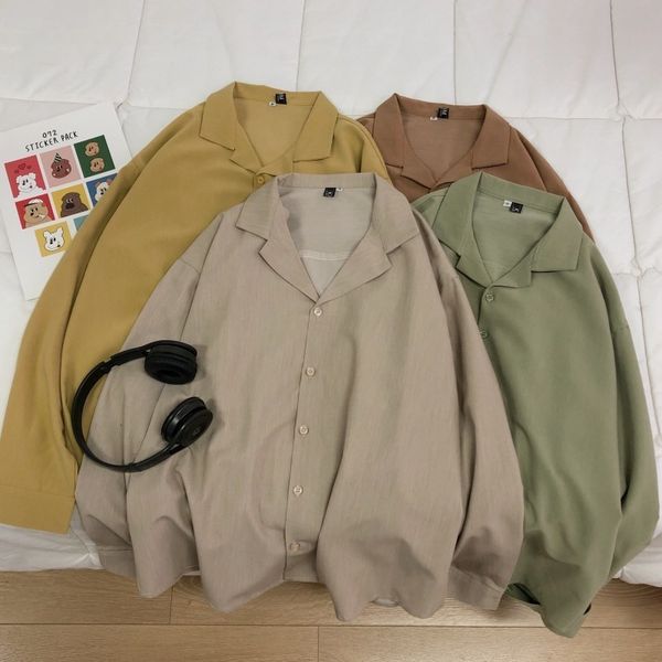 

men's jackets viankani dressed in men's shirts fashion solid business casual society male streetwear wild loose long-sleeve 8is0, Black;brown