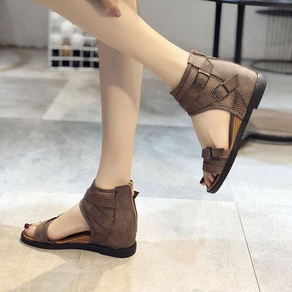 

nice women shoes summer fashion high heels zipper lace sandals casual, Black