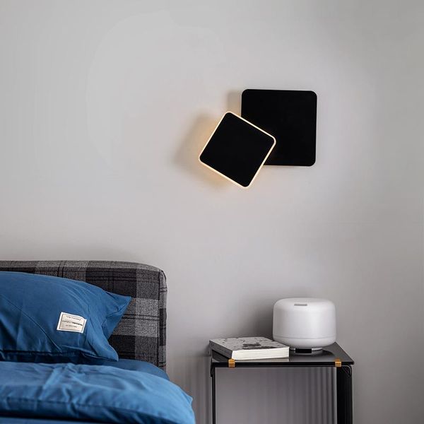 

wall lamps modern lamp minimalist bedroom living room aisle light iron base and acrylic lampshade square design
