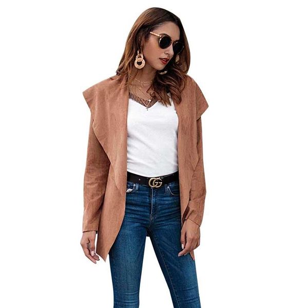 

women's trench coats windbreaker female 2021 spring and autumn large size casual chic loose ladies tie long, Tan;black
