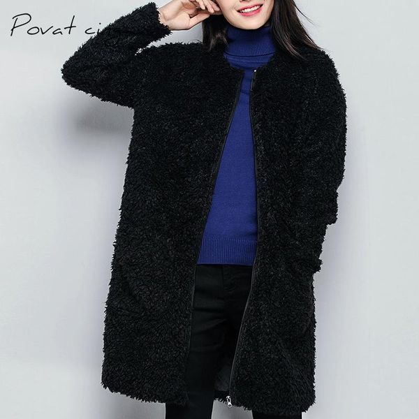 

women's jackets black fluffy faux fur coats women winter warm outwear fashion 2021 brand cardigan coat female, Black;brown
