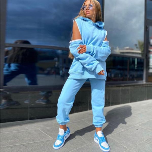 

women's two piece pants womens 2 sets sportswear 2021 zipper tracksuit women set casual sport suit lounge wear, White