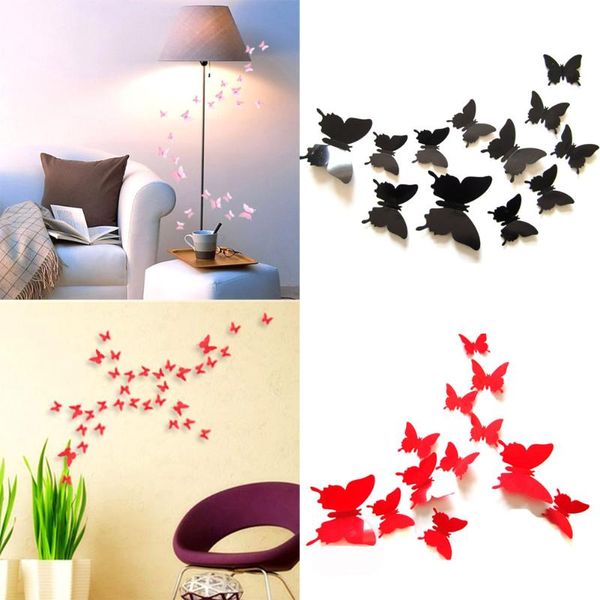 

wall stickers 12 pcs/lot pvc 3d diy butterfly home decor poster for kitchen bathroom adhesive to decals decoration