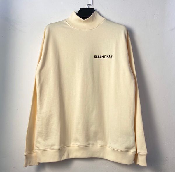 

2021 essentials print turtleneck pullover oversized high street fog hoodies men women couple 100% cotton sweatshirt, Black