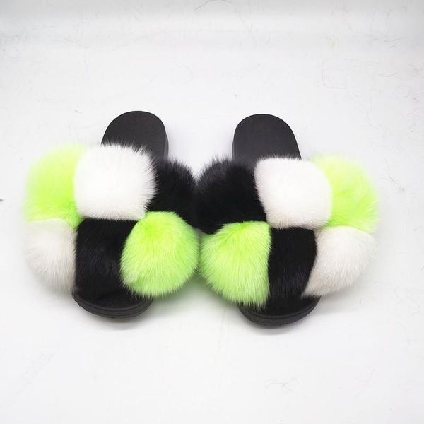 

women furry ladies shoes cute plush hair fluffy sandals fur slippers, Black