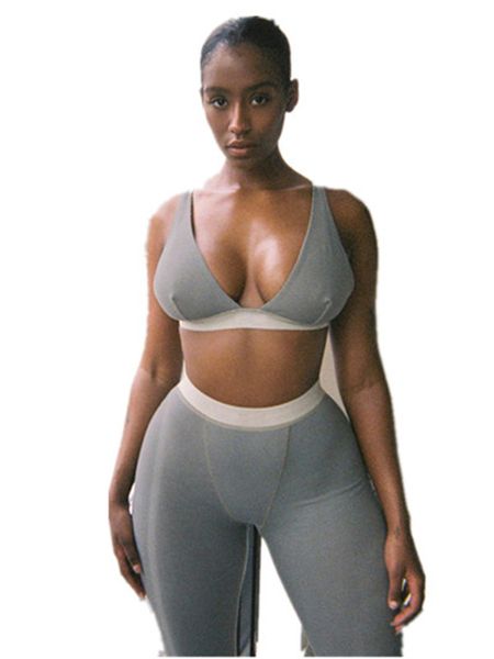 

8 colors womens tracksuits v-neck crop leggings 2 pieces set winter women fashion streetwear outfits sportswear tracksuit, Gray