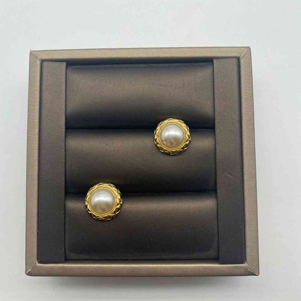 

2021 new designer ins lattice circle pearl earrings temperament, Golden