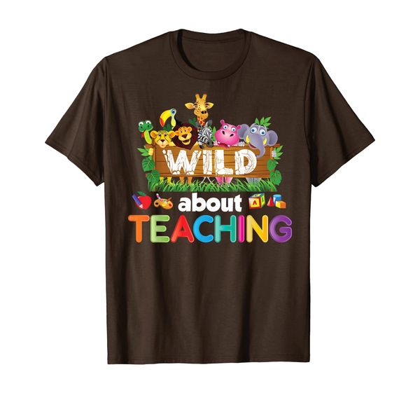 

wild about teaching back to school t-shirt teacher student, White;black