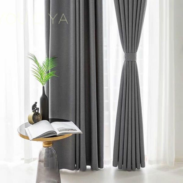 

shading heat insulation sunscreen nordic minimalist curtains modern solid color cotton and linen bedroom living room curtain & drapes