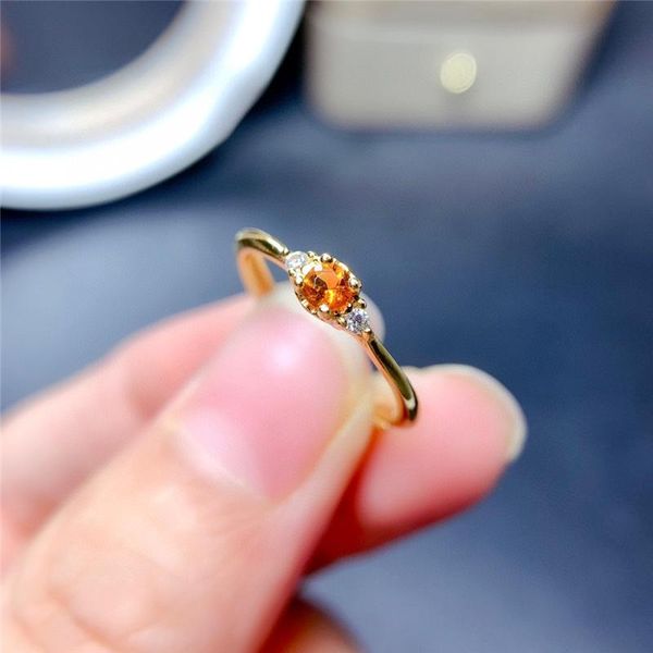 

cluster rings weainy exquisite natural citrine ring, 925 sterling silver small style honey citrine, lucky crystal, Golden;silver