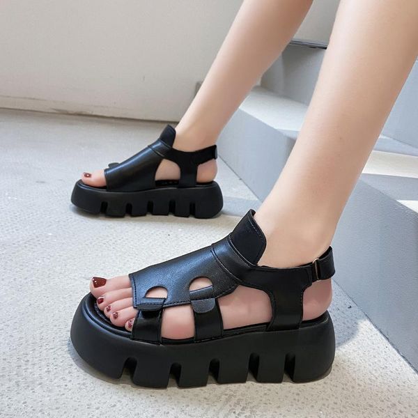 

sandals women's luxury shoes casual beach thick soles muffin fashion leisure female high qualit sandal, Black