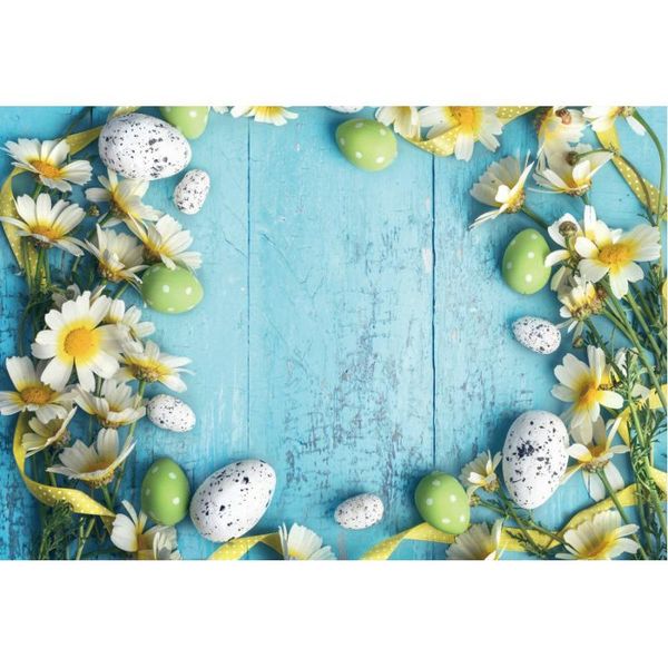 

party decoration easter backdrop daisy eggs on blue wooden board background family festival decor pography po booth studio prop