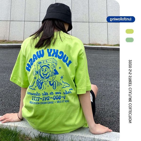 

men's shirt (un) f|2020 spring fashion brand cartoon smiling face english printing casual couple men's and women's cotton t-s, White;black