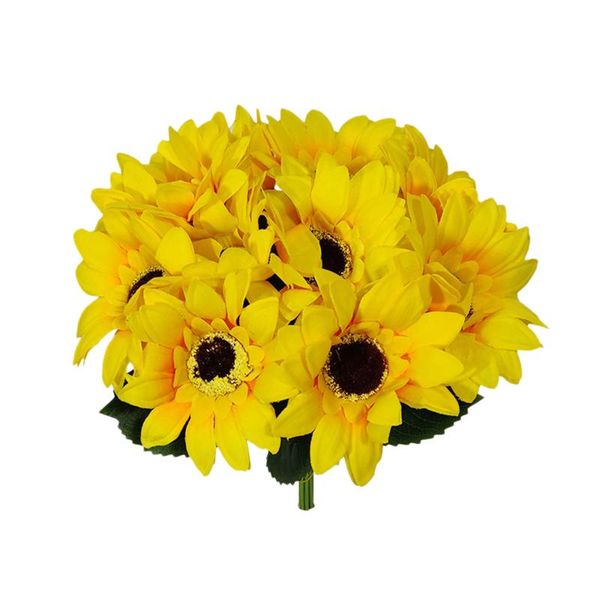 

10pcs beautiful sunflower bouquet silk flower artificial home garden party wedding el decoration diy decorative flowers & wreat