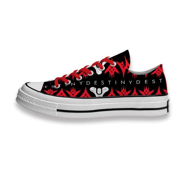 

custom printed sho dtiny game logo red sneakers low mens womens skateboard sport footwear diy trainers canvas casual shoe